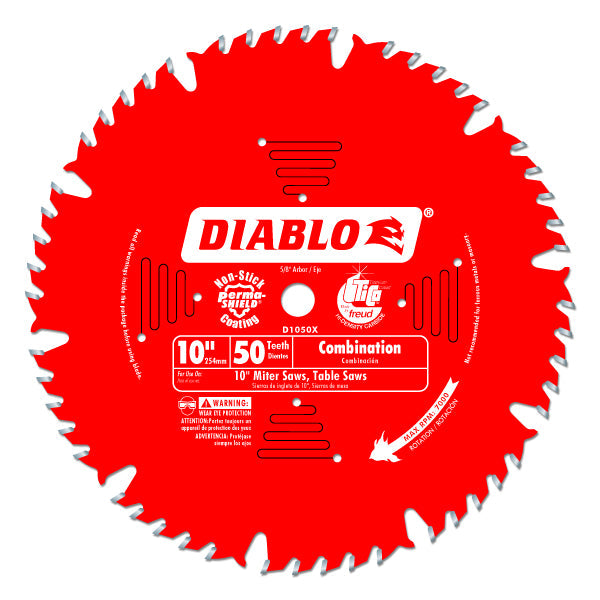 Diablo D1050X Combination Blade, 10" x 50 Tooth