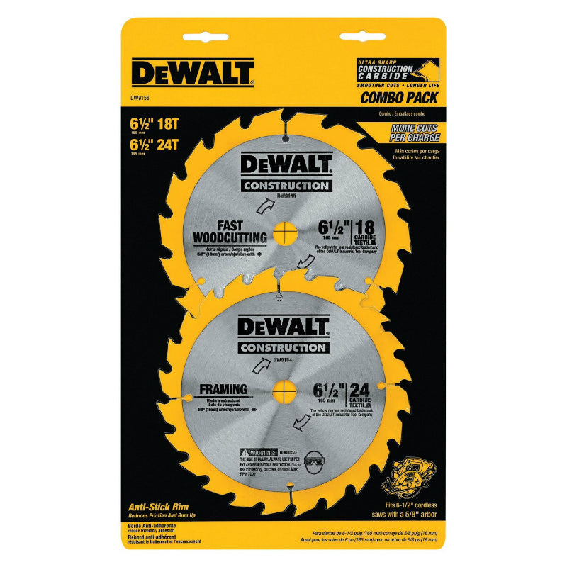 DeWalt® DW9158 Series 20 Construction Combination Pack, 16T/24T, 6-1/2"