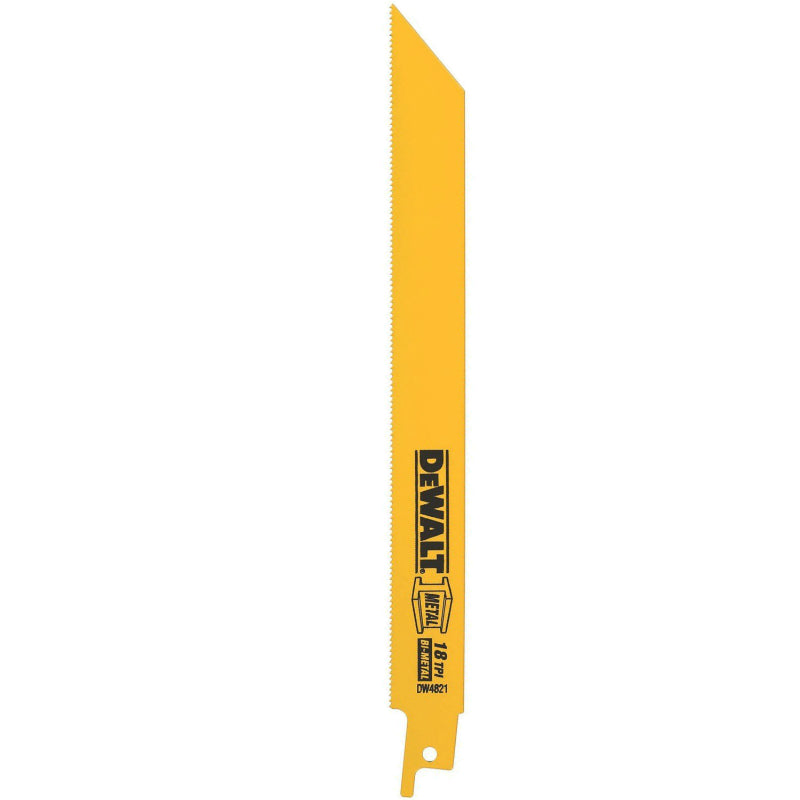 DeWalt® DW4821 Straight Back Bimetal Reciprocating Saw Blades, 18 TPI, 8", 5-Pk