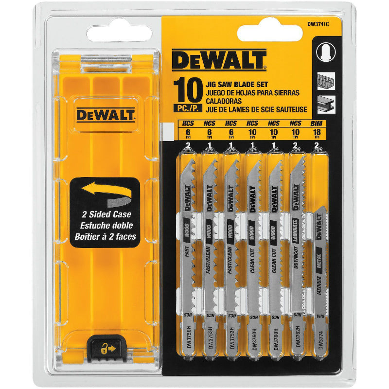 DeWalt® DW3741C T-Shank Jig Saw Blade Set with Case, 10-Piece