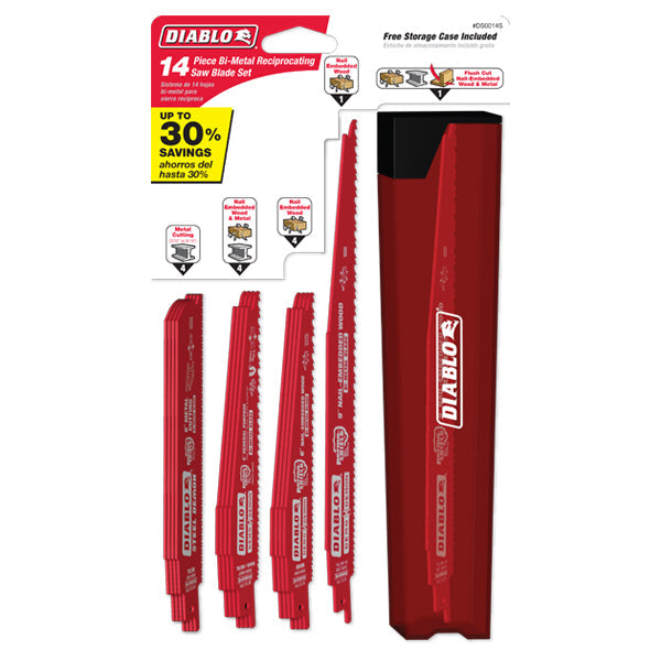 Diablo DS0014S Wood and Metal Demolition Recip Blade Set, 14-Piece