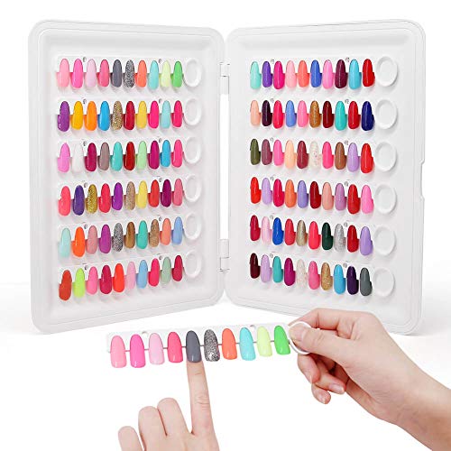 Nail Polish Swatch Book C8 Plastic Nail Color Display Book, No Need Glue, Professional 120 Colors Nail Polish Sample Book with Replacement Tips, No Need Pasting (C8)