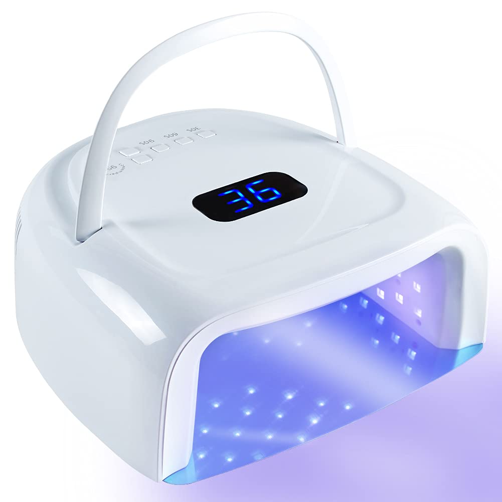 liddy art UV LED Nail Lamp - Nail Light for Gel Polish Acrylic Rechargeable 60W Faster Nail Dryer for Fingernail Toenail with Auto Sensor Professional Portable Handle Nail Curing Lamp