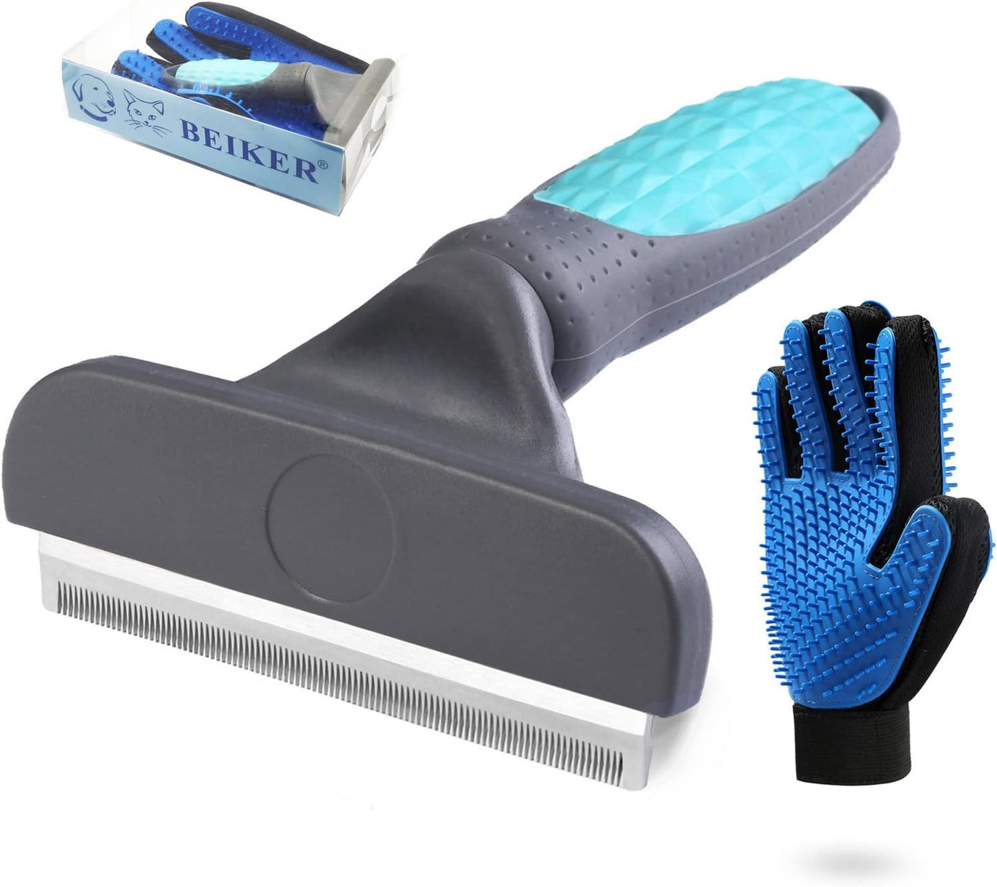Dog Brush for Shedding Short Haired Dogs, Undercoat Deshedding Tool Set, Gently and Effectively Remove Loose Hair and Reduce Shedding, Includes a Brush and a Double-sided Silicone Glove