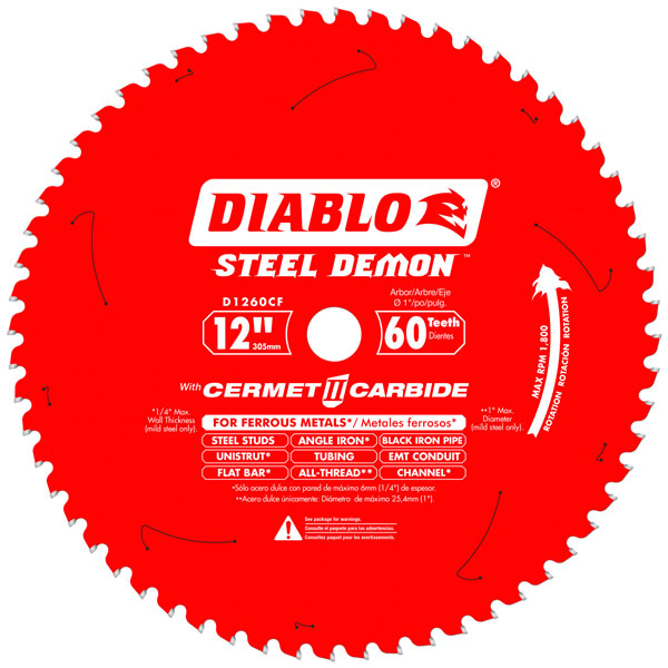 Diablo D1260CF 60-Tooth Steel Demon Metal Cutting Saw Blade, 12" Diameter