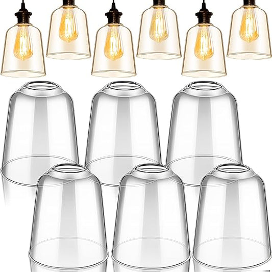 6 Pcs Clear Glass Shade 5" Dia 5.67" High 1.65"