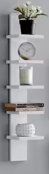 30 in. H White MDF 5-Tier Decorative Wall Shelf