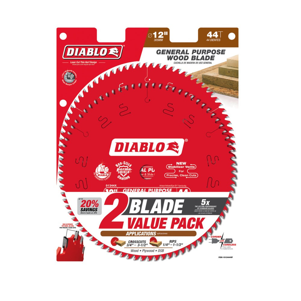 Diablo D124444VP General Purpose Saw Blade, 12 Inch
