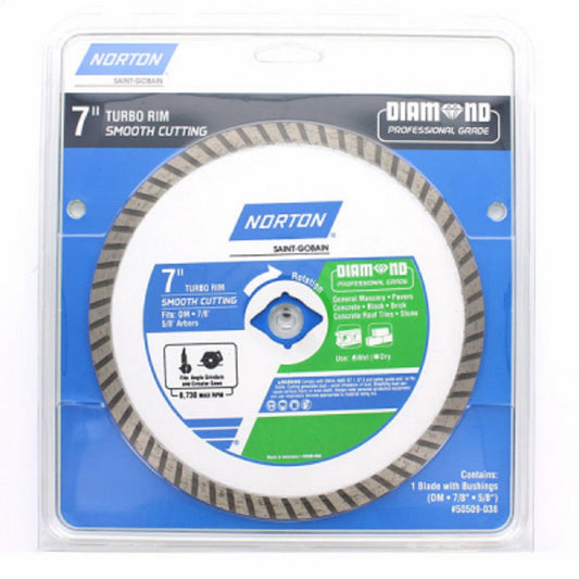 Norton 50509-038 Turbo Rim Diamond Saw Blade, 7 Inch