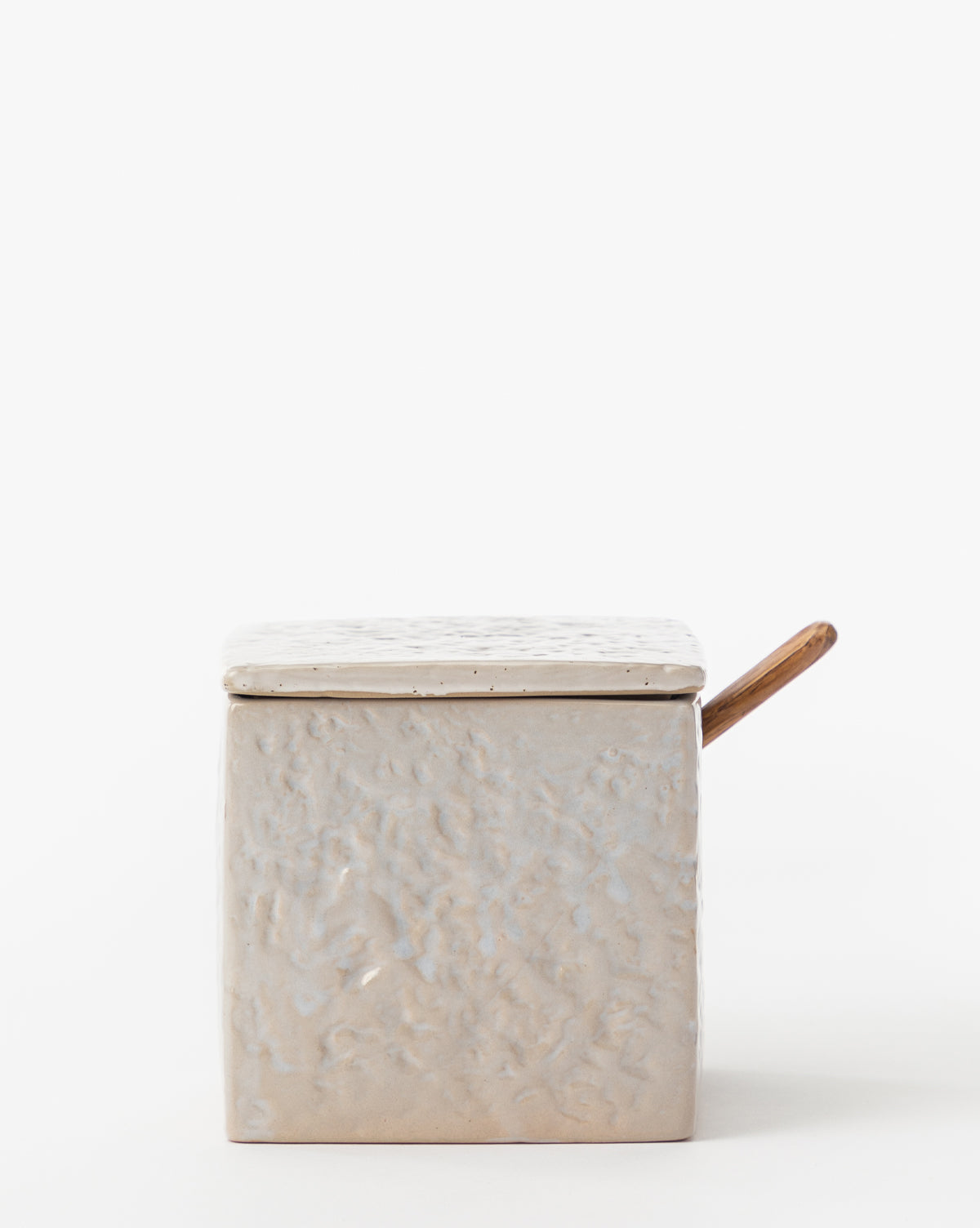 Stoneware Salt Cellar with Wooden Spoon