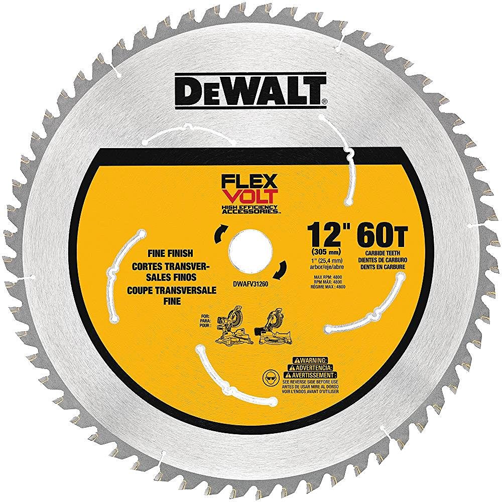 DeWalt DWAFV31260 Flexvolt Miter Saw Blade, 12", 60 Teeth
