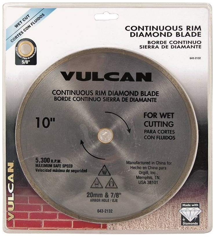 Vulcan 933191OR Continuous Rim Circular Saw Blade, 10" Dia