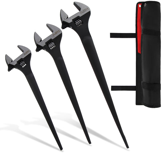 Metric Spud Wrenches Set - 3pc Adjustable Wrench Drift Pin with Case