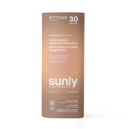 Attitude - Sunly SPF 30 Tinted Mineral Face Stick Unscented, 20 g