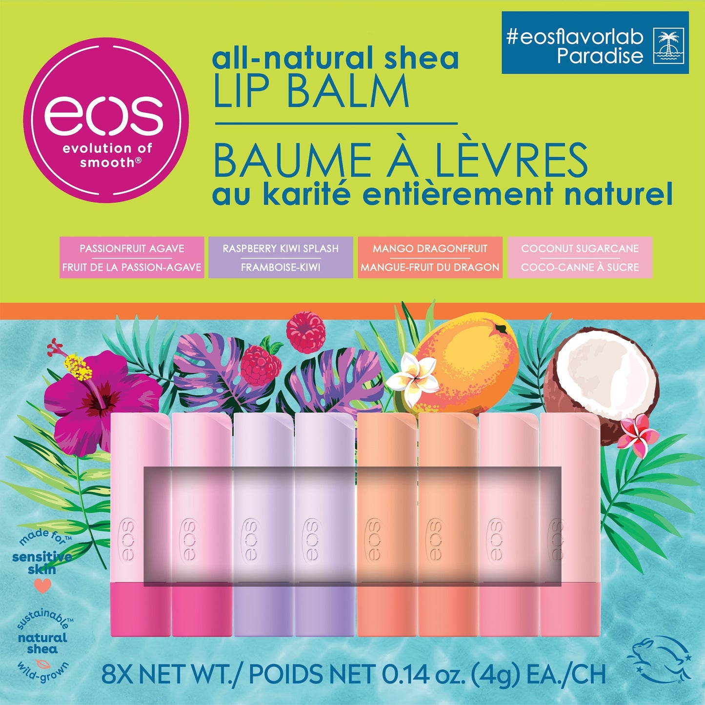 eos 100% Natural and Organic Lip Balm Stick, 8-pack