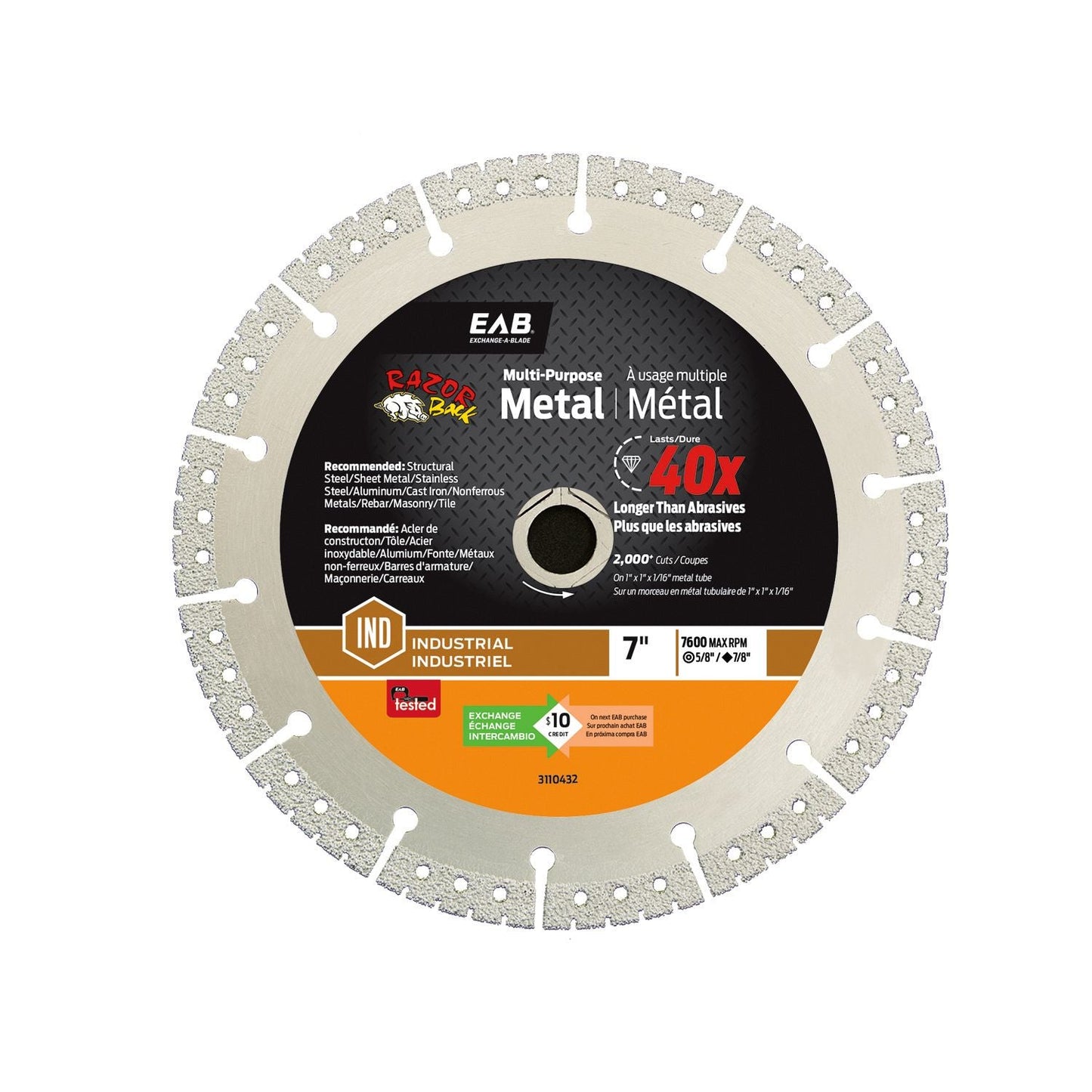 Exchange-A-Blade 3110432 Metal Cutting Diamond Blade, 7 inch
