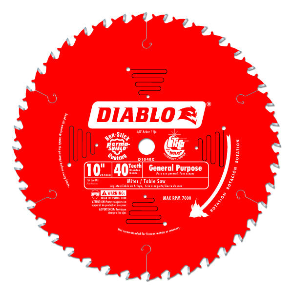 Diablo D1040X Carbide Tipped Finishing Saw Blade, 10" x 40 Tooth
