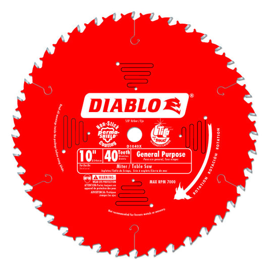 Diablo D1040X Carbide Tipped Finishing Saw Blade, 10" x 40 Tooth