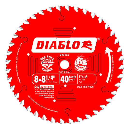 Diablo D0840X ATB Finishing Saw Blade, 8" - 8-1/4" x 40 Tooth