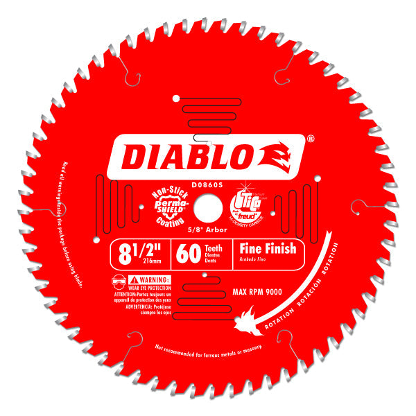 Diablo D0860S Slide Compound Miter Blade, 8-1/2" x 60 Tooth