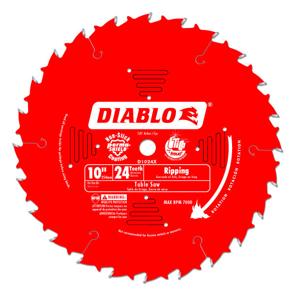 Diablo D1024X Perma Shield Coating Ripping Saw Blade, 10" x 24 Tooth