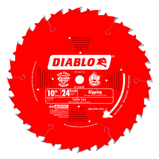 Diablo D1024X Perma Shield Coating Ripping Saw Blade, 10" x 24 Tooth