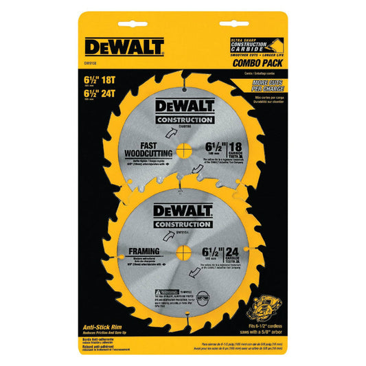 DeWalt® DW9158 Series 20 Construction Combination Pack, 16T/24T,  6-1/2"