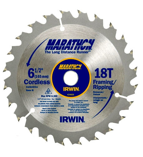 Irwin Tools 24020 Carbide Tipped Marathon® Circular Saw Blade, 6-1/2", 18T