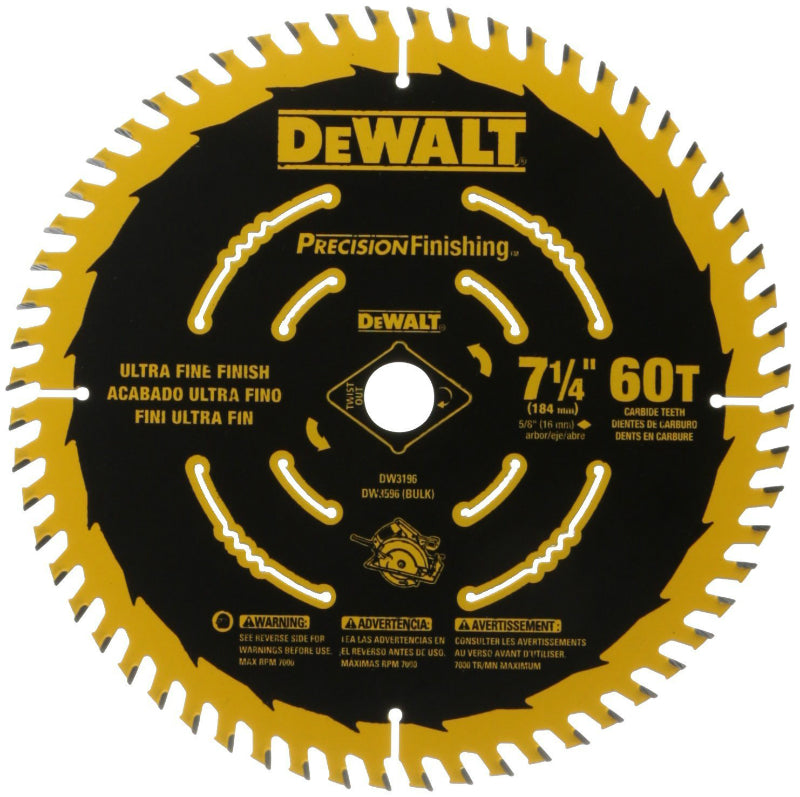 DeWalt® DW3196 Precision Finishing™ Saw Blade, 60 Teeth, 7-1/4"