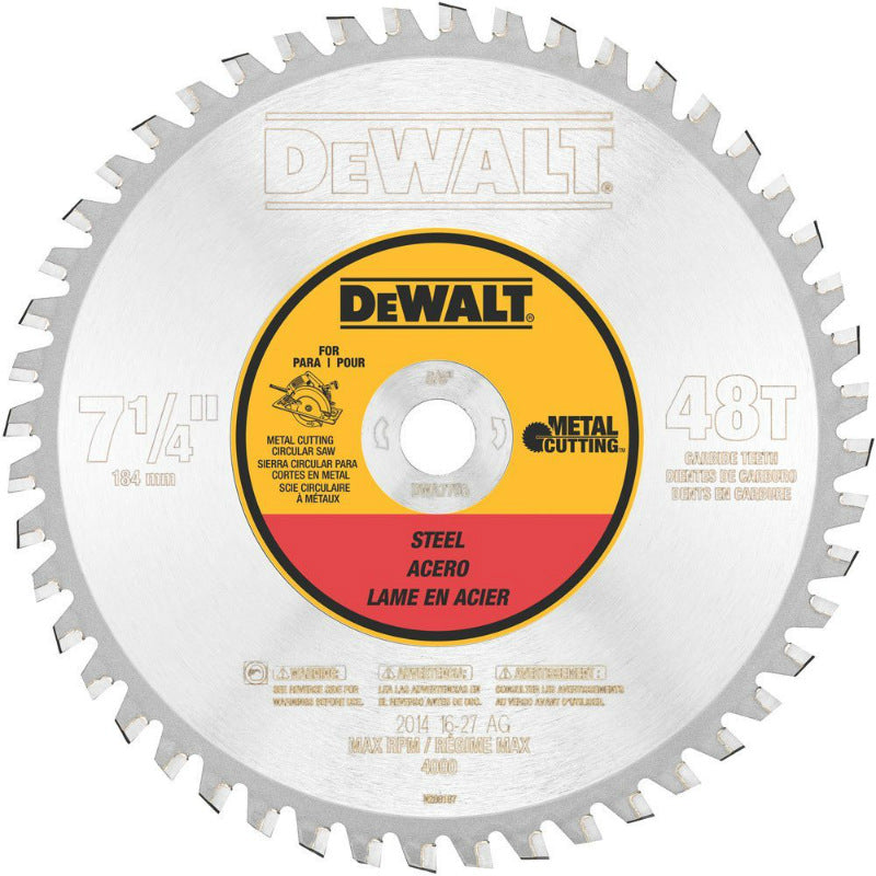 DeWalt® DWA7766 Ferrous Metal Cutting Blade, 48 Teeth, 7-1/4"
