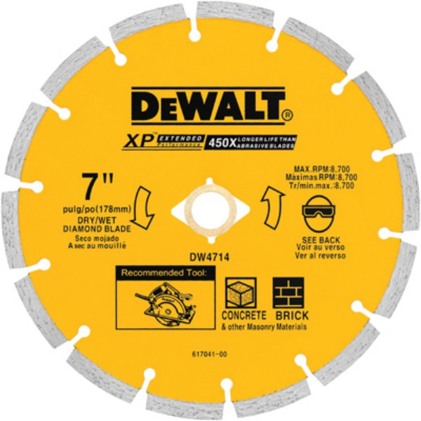 DeWalt® DW4714 XP™ Extended Performance Segmented Diamond Blade, 7"