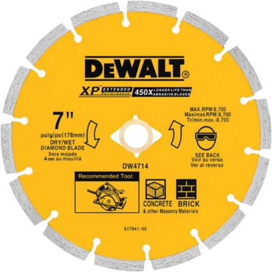 DeWalt® DW4714 XP™ Extended Performance Segmented Diamond Blade, 7"