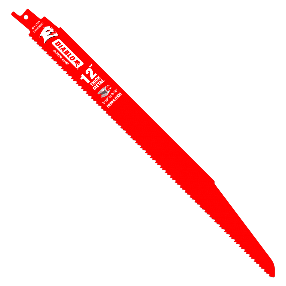 Diablo DS1208BFD25 Bi‑Metal Recip Blade for Thick Metal / Demolition, 8/10 TPI, 12", 25-Pk