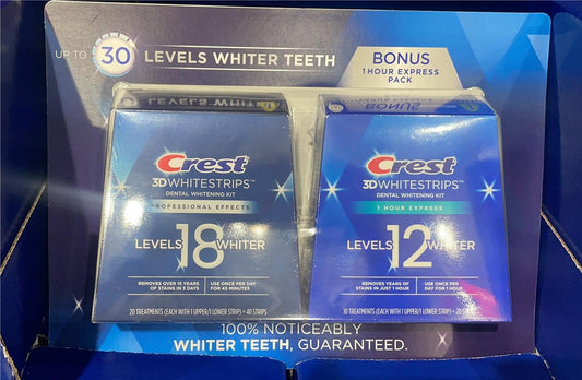 Crest 3D Whitestrips Dental Whitening Kit-20+10 Treatments (40+20 Strips)
