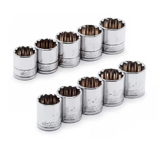 Socket Set 1/2 in. Drive X-Large SAE/MM Polished Chrome Finish