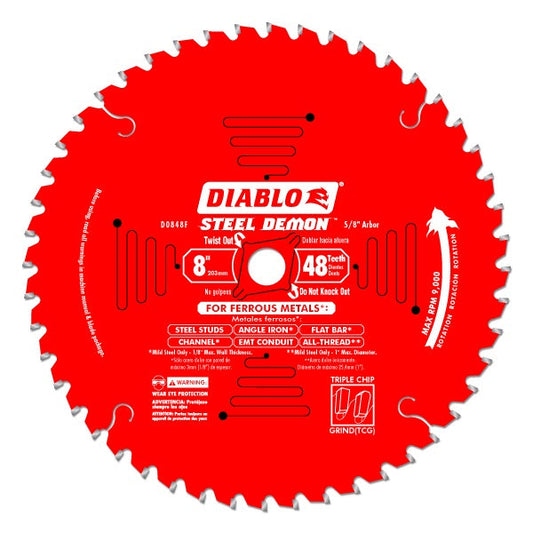 Diablo D0842CF Steel Demon Metal Cutting Saw Blade, 8" x 48 Teeth