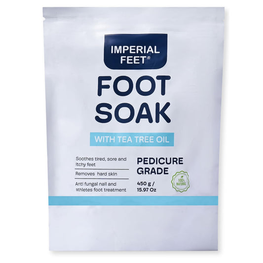 Epsom Salt Foot Soak w Tea Tree for Foot Bath (PEDICURE GRADE) - For Toenail Repair, Athletes Foot, Softens Calluses, Sore & Tired Feet, Nail Discoloration Foot Soak Salts, Smelly Foot Therapy16oz