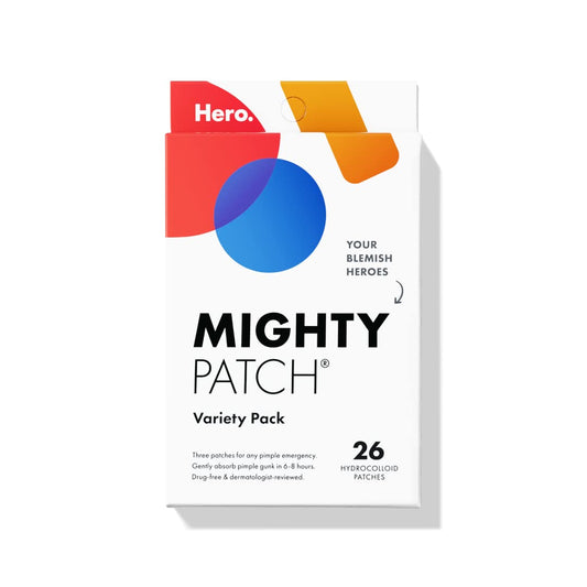 Mighty Patch¬™ Variety Pack from Hero Cosmetics - Hydrocolloid Acne Pimple Patches for Covering Zits and Blemishes, Spot Stickers for Face and Skin, Vegan-friendly and Not Tested on Animals (26 Count)