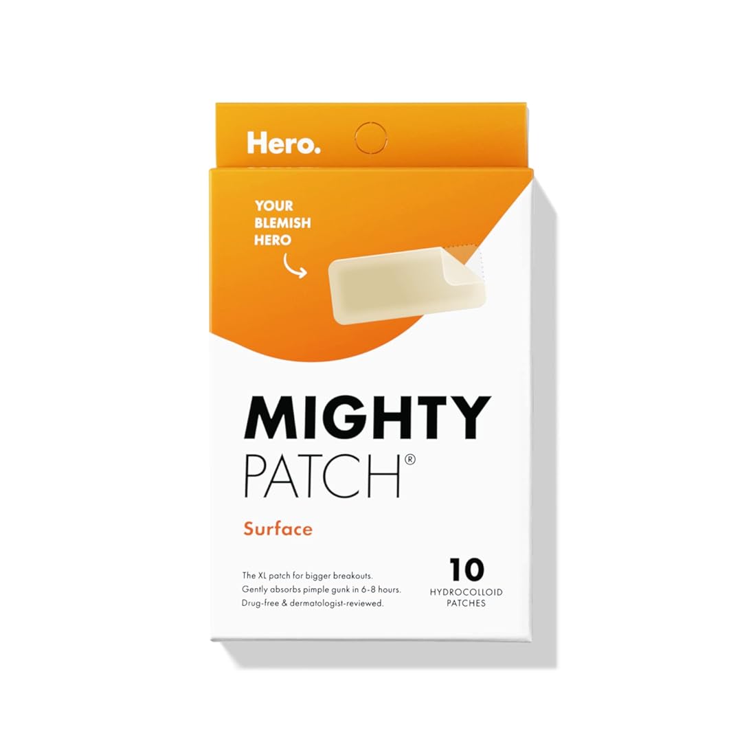 Mighty Patch¬™ Surface patch from Hero Cosmetics - Hydrocolloid Spot Patch for Body, Cheek, Forehead, and Chin, Vegan-friendly (10 Count)
