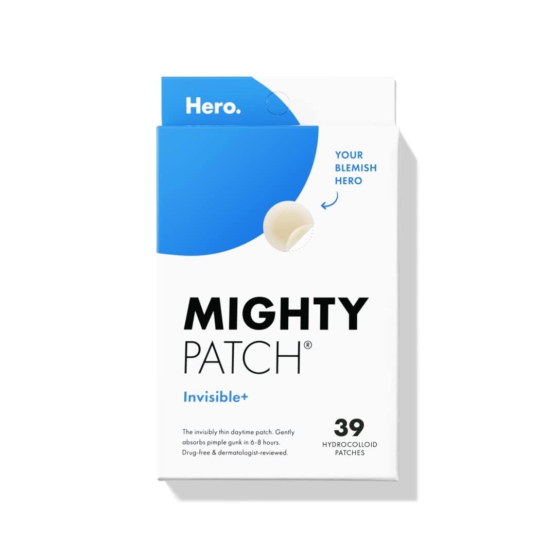 Mighty Patch¬™ Invisible+ patch from Hero Cosmetics - Daytime Hydrocolloid Acne Pimple Patches for Covering Zits and Blemishes, Ultra Thin Spot Stickers for Face and Skin, Vegan-friendly (39 Count)