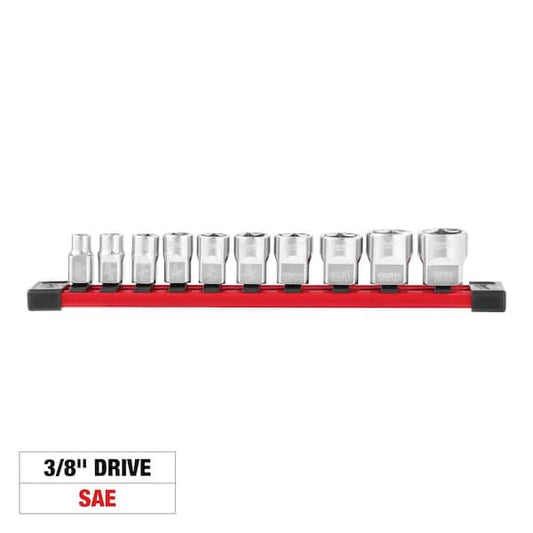 3/8 SAE Socket Set Low Profile 6-Point FOUR FLAT Sides 10-Piece