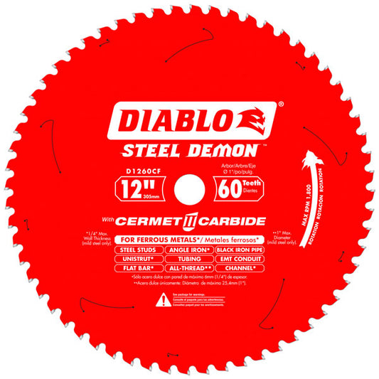 Diablo D1260CF 60-Tooth Steel Demon Metal Cutting Saw Blade, 12" Diameter