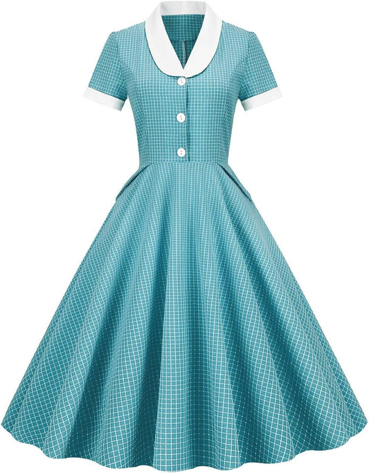 Vintage Dress for Women Short Sleeve Pink Dress Purple Cocktail Swing Dresses Navy Dresses Blue Dress Light Blue Dress White Dress Red Dress