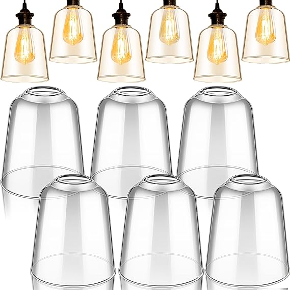 6 Pcs Clear Glass Shade 5" Dia 5.67" High 1.65"