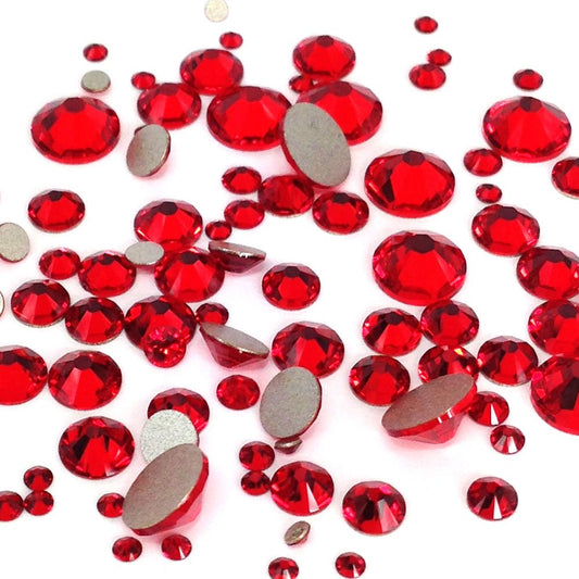 LIGHT SIAM (227) red 144 pcs Swarovski 2058/2088 Crystal Flatbacks red rhinestones nail art mixed with Sizes ss5, ss7, ss9, ss12, ss16, ss20, ss30