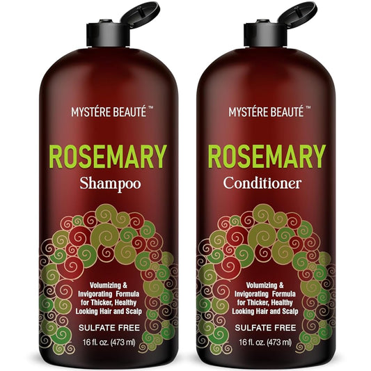 MYST∆íRE BEAUT∆í Rosemary Shampoo and Conditioner Set, Promotes Hair Growth & Scalp Health - Volumizing Formula for Thicker Healthier Hair & Scalp - Sulfate & Paraben Free, for Men Women - 16 fl oz each