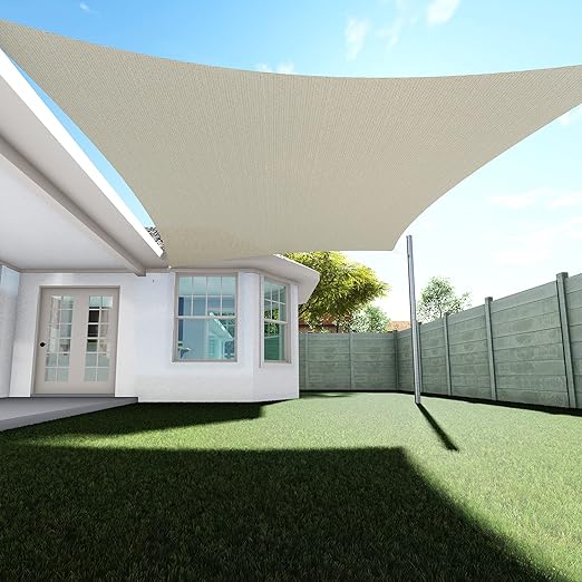 TANG Sun Shades Depot Sun Shade Sail 7' x 9' Beige Canopy Rectangle Shade Sail UV Block for Patio Garden School Park Outdoor Facility and Activities