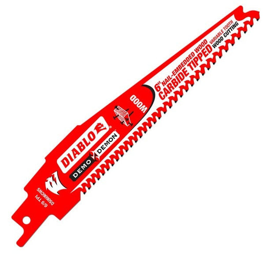 Diablo DS0606CWS3 Carbide Wood Cutting Reciprocating Saw Blade, 6" L