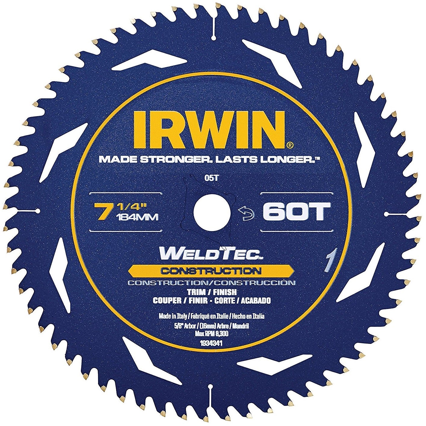 Irwin 1934342 WeldTec Corded Circular Trim/Finish Saw Blade, 7-1/4"