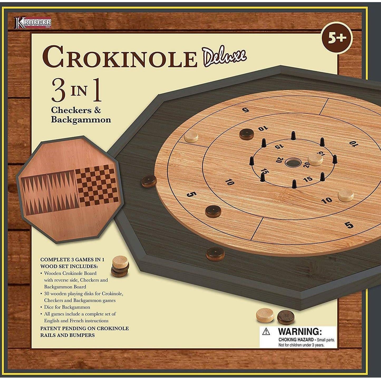 Crokinole Board Deluxe 3 in 1